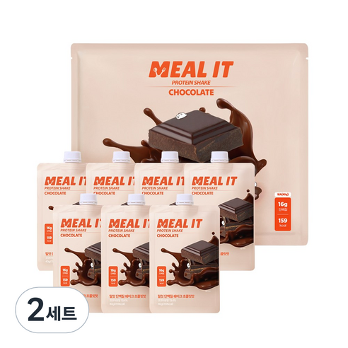밀잇 식단관리 포켓형 단백질 쉐이크 초코맛, 2세트, 280g