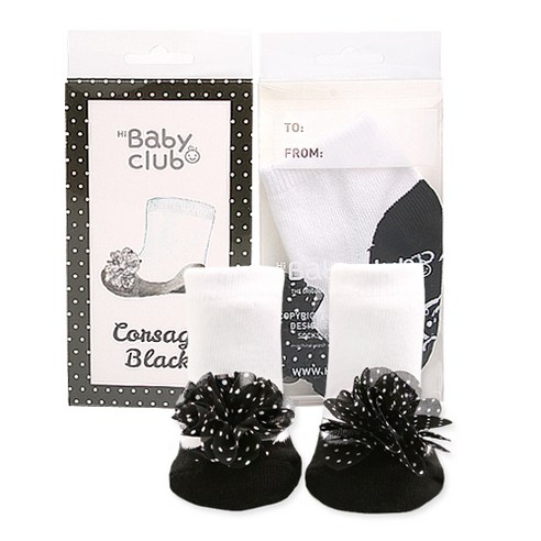 하이베이비클럽 유아용 도트 코사지 양말 돌아기양말