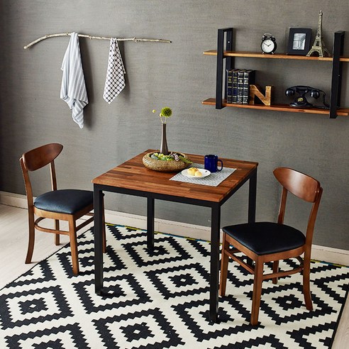 보니애가구 원트리 멀바우 원목 2인 식탁세트 일반식탁/의자세트, 월넛브라운