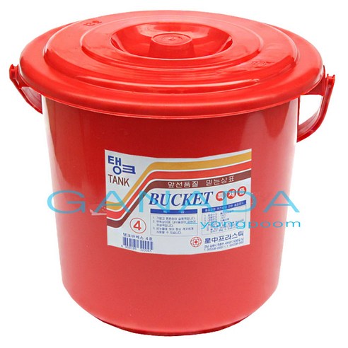 가나다용품PVC탱크바케스20L 빨강 물통 쌀통 음식물쓰레기통 플라스틱바케스 바께스, 1개