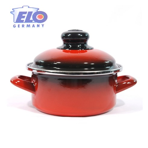 이엘오 정품 ELO법랑냄비 일반형 양수 빨간냄비 국솥 이유식냄비, 레드+블랙, 14cm(일반형)