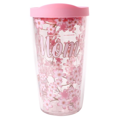 Tervis 이중벽 텀블러 트래블 리드 포함 텀블러/콜드컵, B2B Mom Cherry Bloss, 473ml