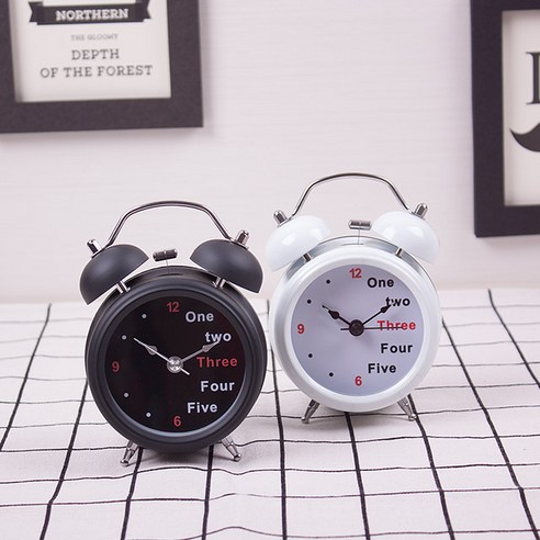HG 무소음 미니 심플 알람시계 2 컬러 탁상시계, 화이트