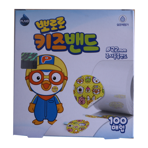 플레이드 뽀로로 키즈밴드 주사용 롤밴드, 100개입, 1개