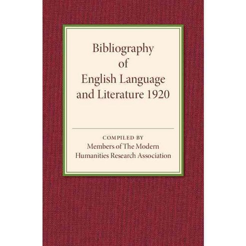 Bibliography of English Language and Literature 1920, Cambridge University Press
