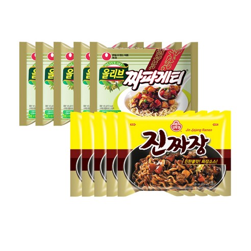 오뚜기 진짜장 5개 + 농심 짜파게티 5개 - 봉지라면 | 쿠팡