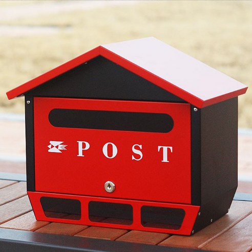 [원진엘앤비] 한국형빅사이즈 벽걸이우체통 POST, 블랙투톤 벽걸이우체통 우편함