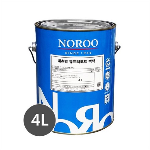 노루페인트 곰팡이 결로방지 친환경 수성페인트 듀프리코트 4L, NR-7001, 1개
