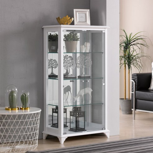 제이에스몰 아로마강화유리장식장 장식장, 4단-중(700)조명미설치-화이트