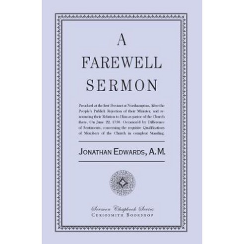 A Farewell Sermon Paperback, Curiosmith