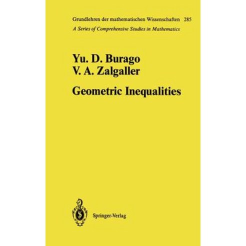 Geometric Inequalities Hardcover, Springer