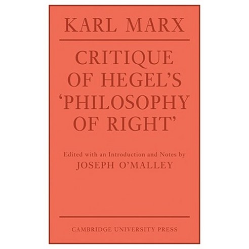 Critique of Hegel''s ''Philosophy of Right'' Paperback, Cambridge University Press