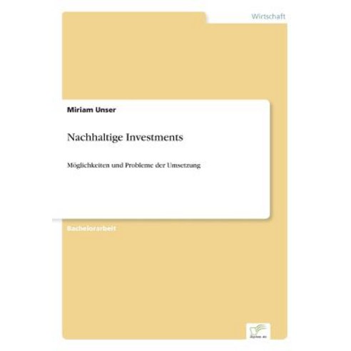 Nachhaltige Investments Paperback, Diplom.de