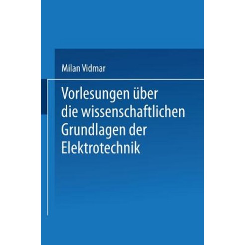Vorlesungen Uber Die Wissenschaftlichen Grundlagen Der Elektrotechnik Paperback, Springer