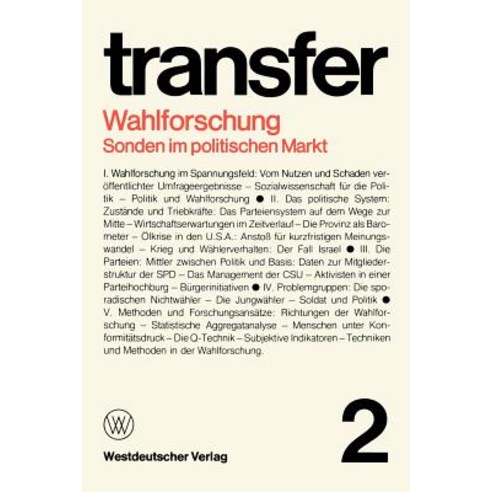 Wahlforschung: Sonden Im Politischen Markt Paperback, Vs Verlag Fur Sozialwissenschaften
