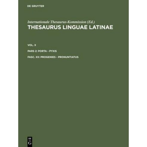 Progenies - Pronuntiatus Hardcover, de Gruyter