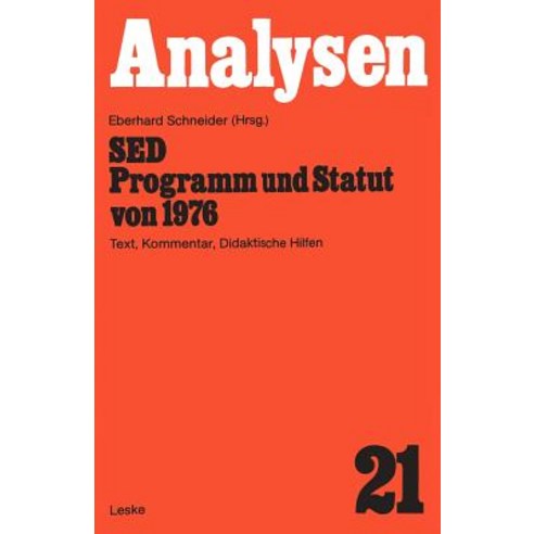 sed -- Programm Und Statut Von 1976: Text Kommentar Didaktische Hilfen Paperback, Vs Verlag Fur Sozialwissenschaften