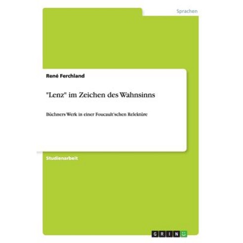 "Lenz" Im Zeichen Des Wahnsinns Paperback, Grin Publishing