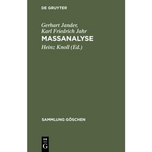 Massanalyse Hardcover, Walter de Gruyter