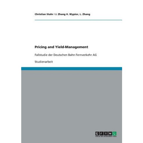 Pricing and Yield-Management Paperback, Grin Publishing
