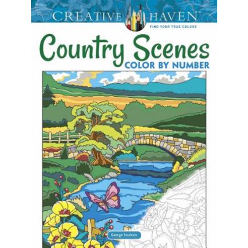 Creative Haven Country Scenes Color by Number Paperback, Dover Publications