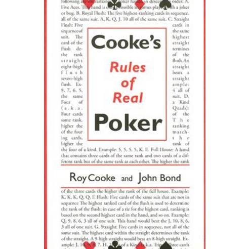 Cooke''s Rules of Real Poker Paperback, Conjelco