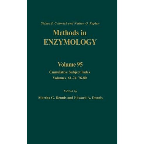 Cumulative Subject Index Volumes 61-74 76-80 Hardcover, Academic Press