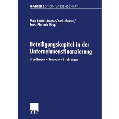 Beteiligungskapital in Der Unternehmensfinanzierung: Grundfragen -- Konzepte -- Erfahrungen Paperback, Deutscher Universitatsverlag