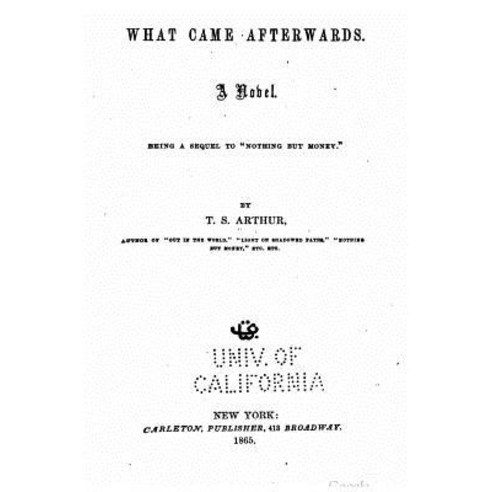 What Came Afterwards. a Novel. Paperback, Createspace Independent Publishing Platform