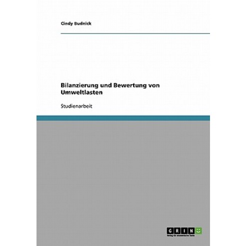 Bilanzierung Und Bewertung Von Umweltlasten, Grin Publishing