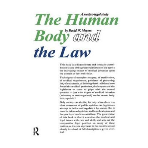 Human Body and the Law: A Medico-Legal Study Hardcover, Routledge