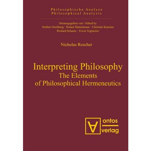 Interpreting Philosophy Hardcover, de Gruyter