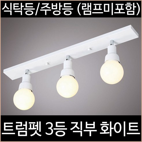 [소노조명]트럼펫 3등 직부 주방등 화이트, 화이트_(램프별도)