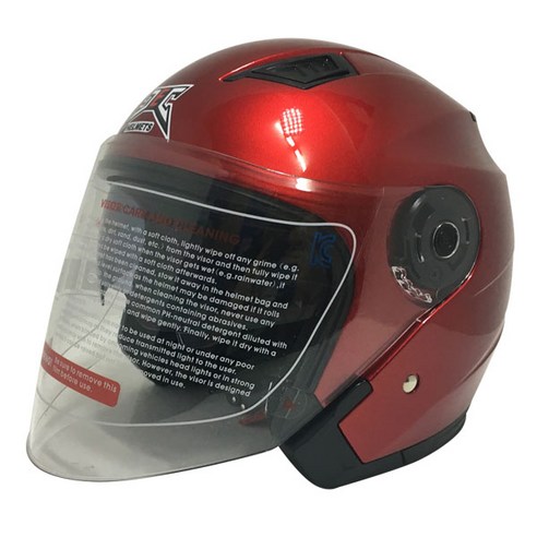 JEC A720 하프페이스 선바이저 오토바이 헬멧, 레드