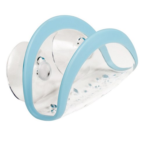 스펙트럼 코라 석션 싱크 수세미 걸이 길이 7.6 x 너비 11.4 x 깊이 5.7cm, Caribbean Blue+Clear, 1개