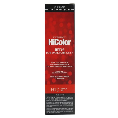 로레알 하이컬러 레드 포 다크 헤어 온리 49.29g, H10 Copper Red, 1개