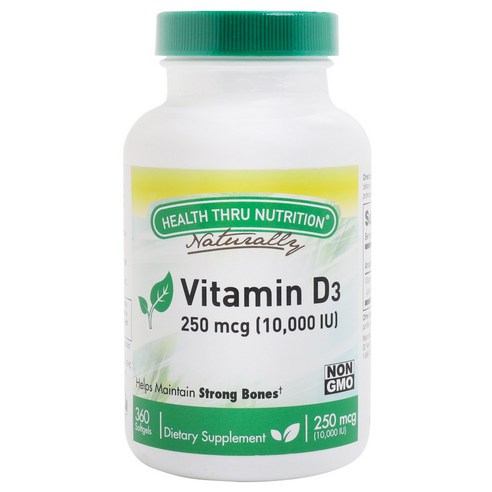 헬스스루뉴트리션 비타민 D3 250mcg (10000IU) 소프트젤 글루텐 프리, 360개입, 1개