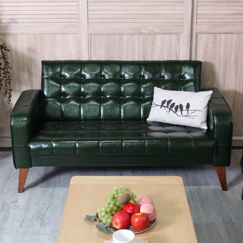 마티노가구 로즈마리 원목 인조가죽 2인용 소파, 3.뉴로즈마리 2인_다크그린