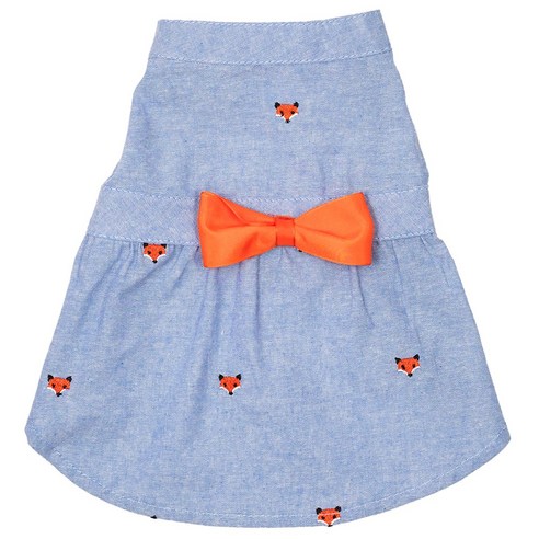 더월씨독 샴브레이 폭시 드레스 애견 원피스, Blue+Orange