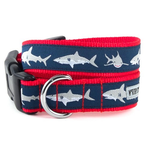 The Worthy Dog 죠스 칼라 핏 넥 애견 목줄, Navy & Red