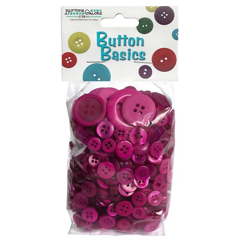버튼갤로어 베이직 컬러풀 크래프트 버튼 단추 155.9g, Raspberry, 1개