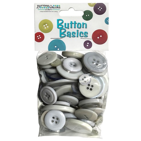 버튼갤로어 베이직 컬러풀 크래프트 버튼 단추 155.9g, Silver Grey, 1개