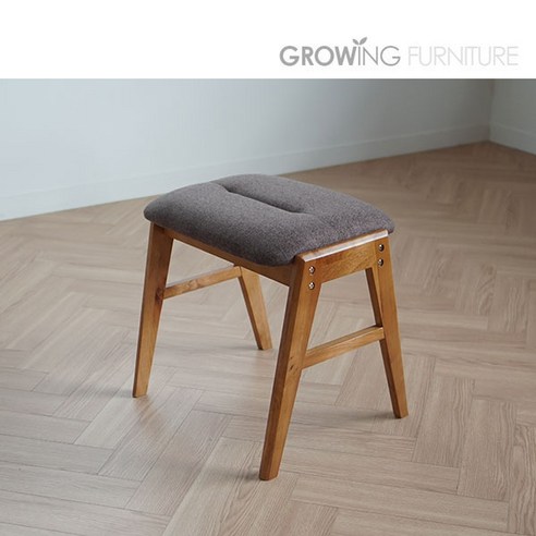 그로잉퍼니쳐 보니 원목스툴 스툴, 가죽브라운
