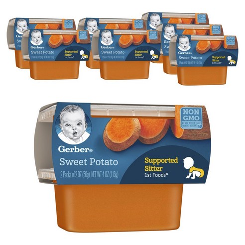 Gerber 어린이 과일퓨레 1st 푸드 56g 2개입, 고구마(Sweet Potato), 113g, 8개