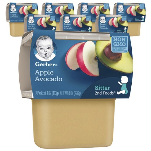 거버 어린이 과일퓨레 113g 2개입, 사과 + 아보카도(Apple + Avocado), 8개, 226g