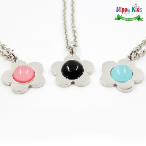 니피키즈 [KC인증][깊은 각인]플라워 써지컬스틸 미아방지목걸이, 민트, 200개