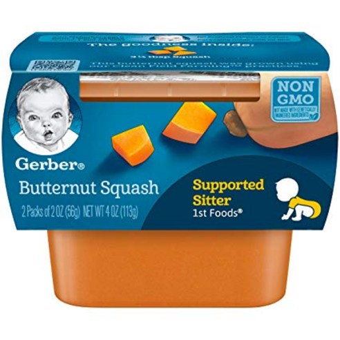Gerber 어린이 과일퓨레 1st 푸드 56g 2개입, 스쿼시(Squash), 113g, 1개