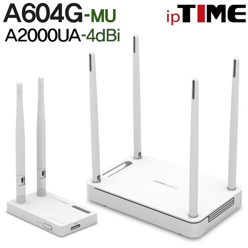 ipTIME 유무선공유기 A604G-MU, A604G-MU + A2000UA-4DBI (무선랜카드패키지)
