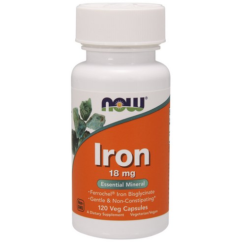 Now Foods 철분 18mg 베지 캡슐, 120개입, 1개