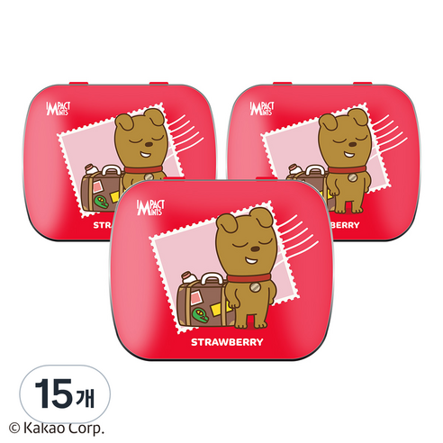 카카오 프렌즈 민트 캔디 딸기 임팩트 무설탕 사탕, 15개, 15g